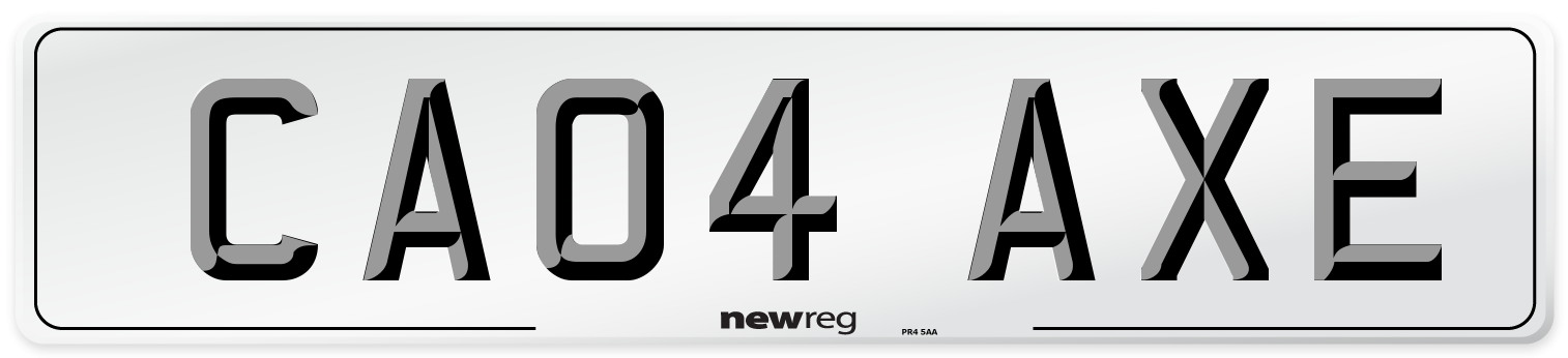 CA04 AXE Number Plate from New Reg